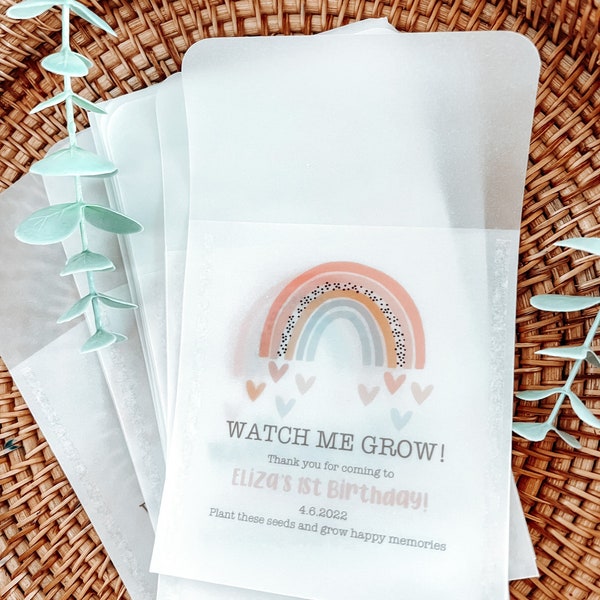 Rainbow seed packs - favour - Watch Me Grow Christening Baby Shower birthday  naming day Seed Bags Pack of 10