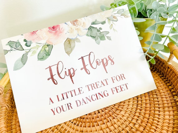 Cartel floral de boda en chanclas / Lugar / de - Etsy España