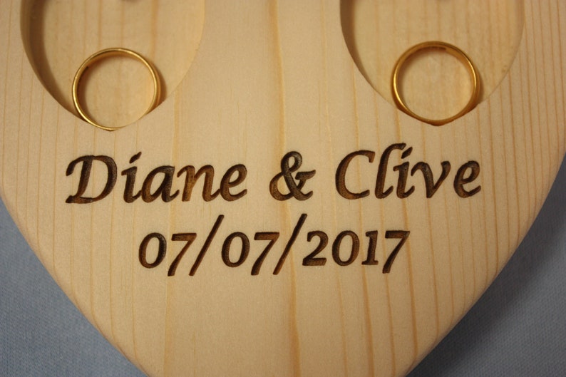 Wooden heart Alternative to a Ring Bearer Pillow or Box. Wedding ring holder Personalised /& engraved