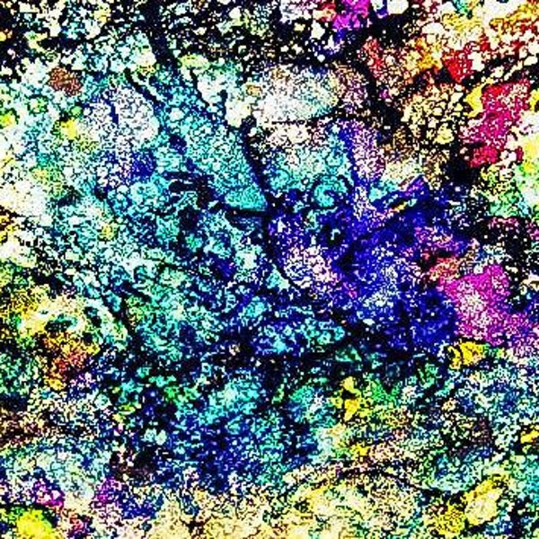 Blitz in Blue, psychedelic print, visionary abstract poster from original alcohol ink painting on Yupo, 18x24.