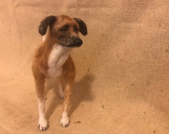 Custom Needle Felted Dog Portrait: Realistic Wool Sculpture