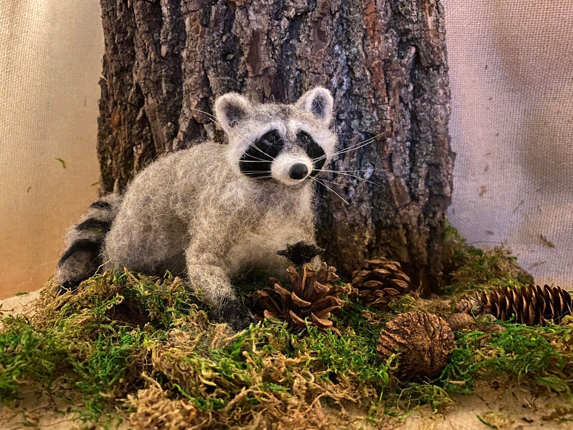 Needle felted Raccoon. Needle felted animal Etsy