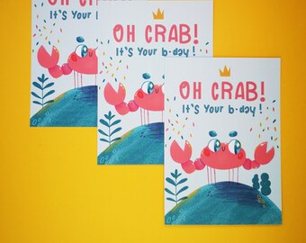Carte D Anniversaire Crabe Etsy France