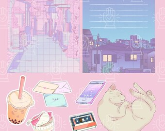 Lofi Junk Journal Printable Kit: Digital Download Journal Pages, Printable, Ephemera