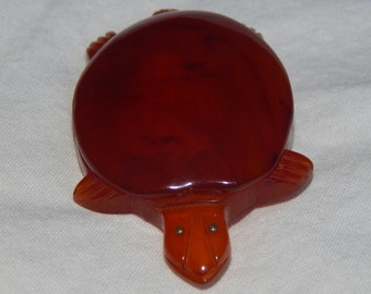 Vintage Amber Colored Plastic Turtle Brooch