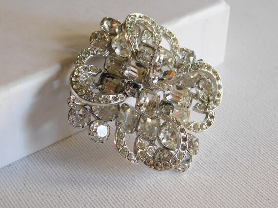 Silver Clear Rhinestone Figural 3d Eisenberg Broo… - image 2