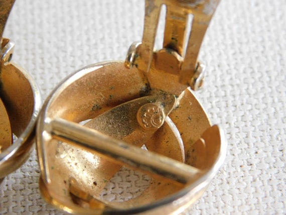 Gold Texture Round Double Loop Grosse Clip On Ear… - image 10