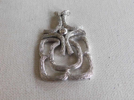 Brushed Silver Large Geometric Dangle Pendant - image 2