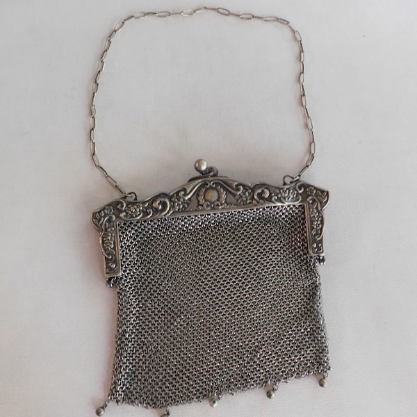 German Silver Chain Mesh Handbag Purse