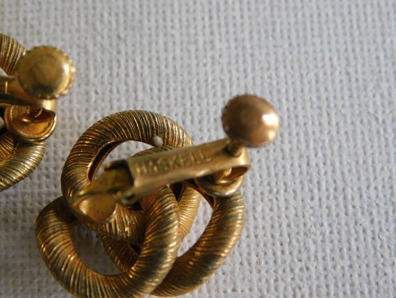 Gold Miriam Haskell Triple Loop Clip On Earrings - image 4