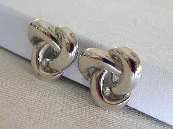 Shiny Silver Rounded Clip On Earrings - image 5