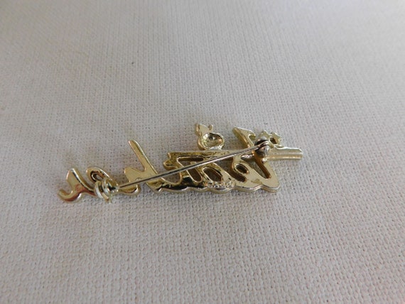 Vintage AJC Brooch  Shiny Matte Gold Tone  Number… - image 6