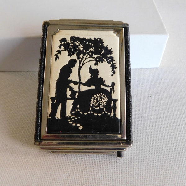 Black and White Courting Couple Rectangle Circle Compact Box