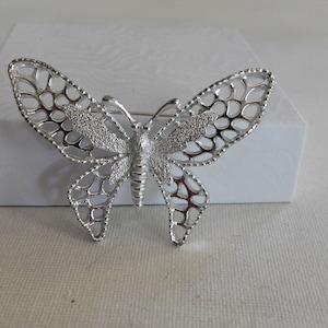Silver Open Work Large Sarah Coventry Butterfly Brooch Signed
