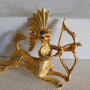 Gold Astrology Zodiac Sagittarius Brooch