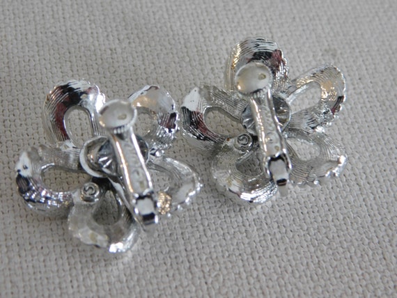 Silver Coro Clip On Flower Earrings Signed - image 4