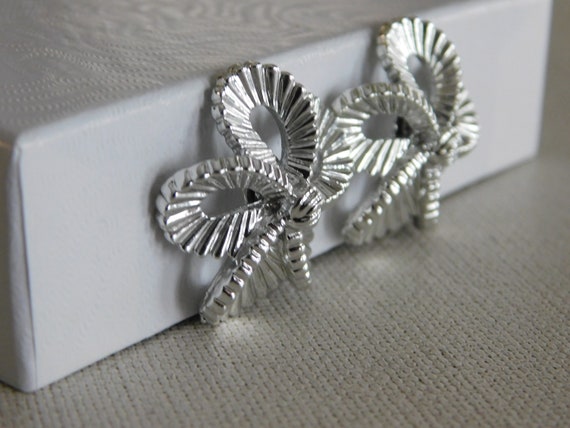 Silver Coro Clip On Flower Earrings Signed - image 3