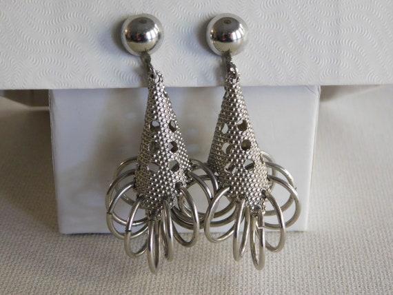 Silver Cone Shape Dangle Drop Multi Loop Screw Ba… - image 1