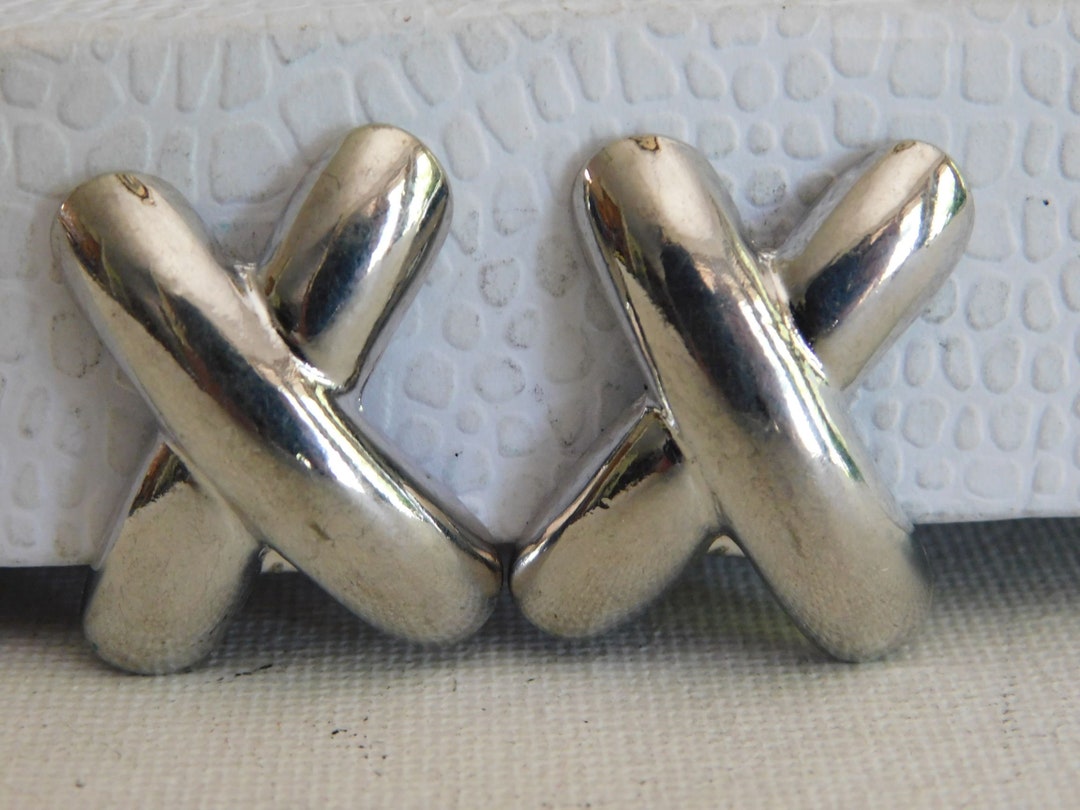 Shiny Silver X Shape Clip on Earrings - Etsy
