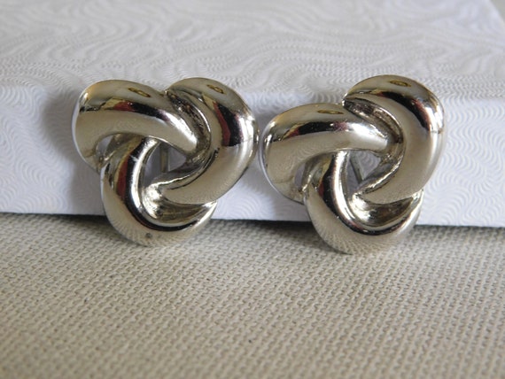 Shiny Silver Rounded Clip On Earrings - image 3