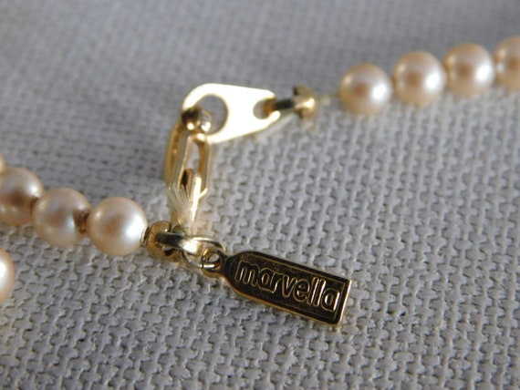 Gold Filigree Open Work White Faux Pearl 1928 Nec… - image 9