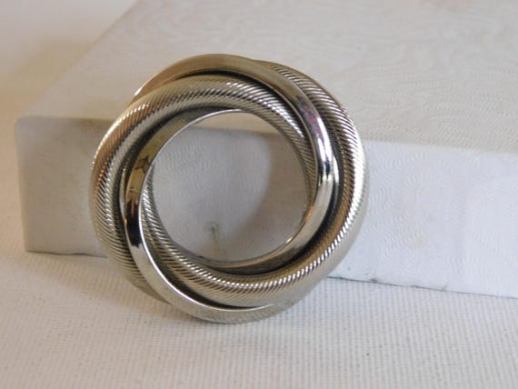 Brushed Shiny Triple Layered Open Circle Brooch P… - image 7