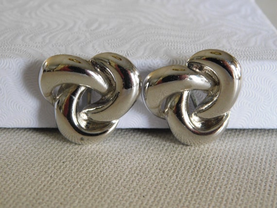Shiny Silver Rounded Clip On Earrings - image 1