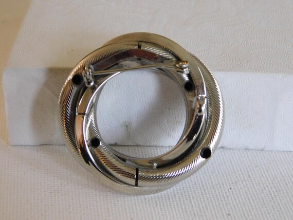 Brushed Shiny Triple Layered Open Circle Brooch P… - image 6