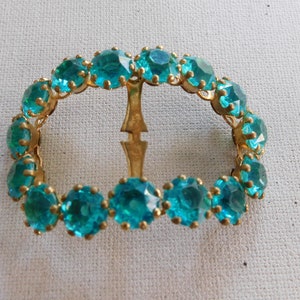 Gold Blue Green Rhinestone Buckle