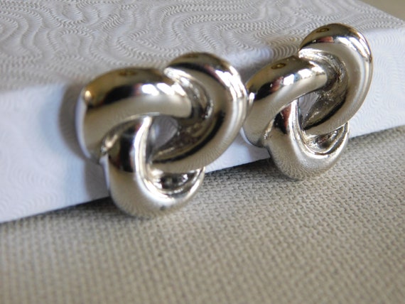 Shiny Silver Rounded Clip On Earrings - image 2
