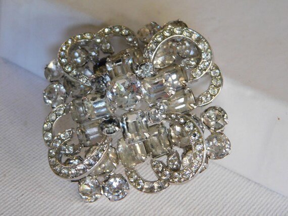 Silver Clear Rhinestone Figural 3d Eisenberg Broo… - image 9