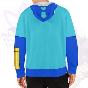 Megaman Hoodie Costume Pull Over Unisex Cosplay Blue Bomber