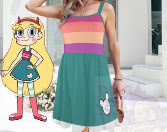 star butterfly sea green dress Star Vs the Forces of Evil Cosplay Costume Helsi