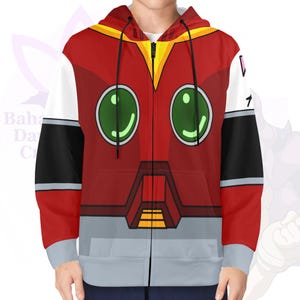 Zero Megaman X inspired hoodie zip up fleece Unisex cosplay mmx
