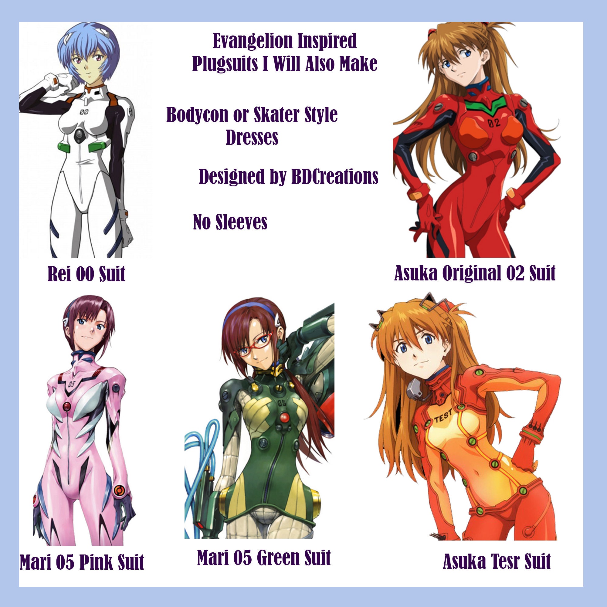 Evangelion Plugsuit Rei Asuka Mari No Sleeves SKATER Etsy