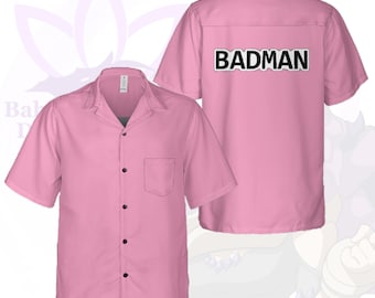 Badman-Shirt | Hemd mit Knöpfen | Steifes Material, keine Dehnung | Hawaiihemd Badman Cosplay
