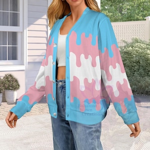 Trans Drip Pride Cardigan Knit LGBTQ Fashion Pride Flag Gay
