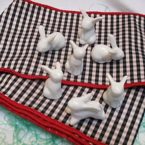 7 Porcelain Bunnies, Spring  Decor, Vintage,  Bunnies, Miniature Rabbits , Easter Basket  Supply, Easter Decoration, Sitting Standing Rabbit