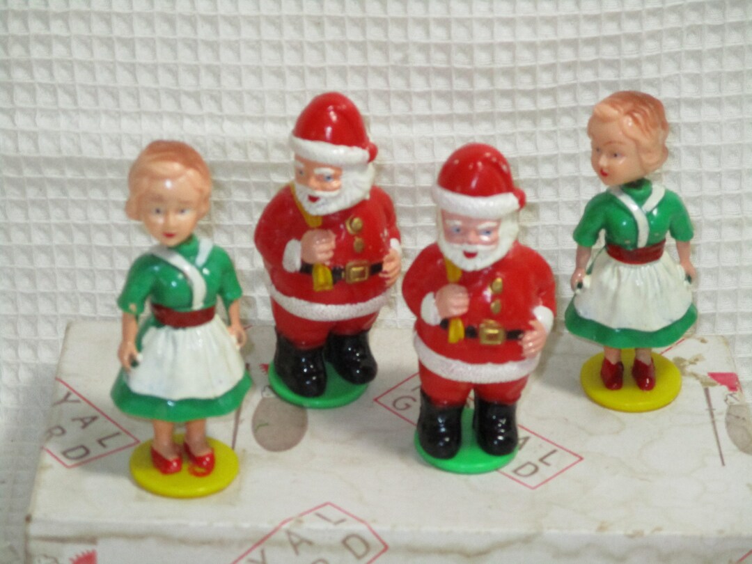 Vintage Bobble Head Christmas Cake Topper, Santa, Mrs. Santa, Cupcake ...