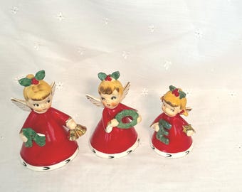 Vintage Napco Ceramic Santa Figurine: Spaghetti Trim Christmas