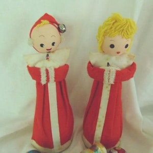 Two Vintage Angels, Doll,  MIJ,  Card Board Body, Felt Dress, Wings