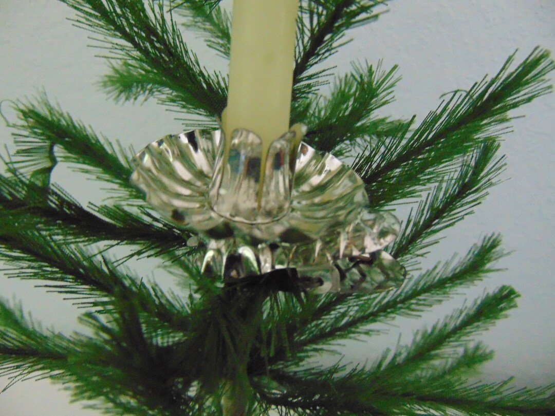 Vintage Metal 10 Candle Holders, Christmas Tree Decor, Pine Cone Clips