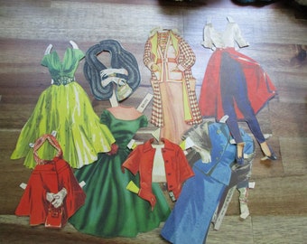 1940's Paper Doll Dresses, 21 Dresses Bride Accessories, Doll Collage Supplies, 1940 Fashion Clothes, Altered Art, Ephemera Supply