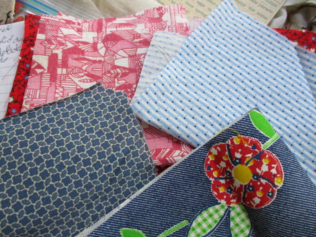 20 Vintage Fabric Pieces Vintage Flour Sack Fabric Curtain Etsy