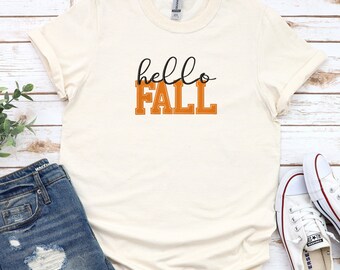 Hello Fall Embroidered Shirt, Sweatshirt or Hoodie