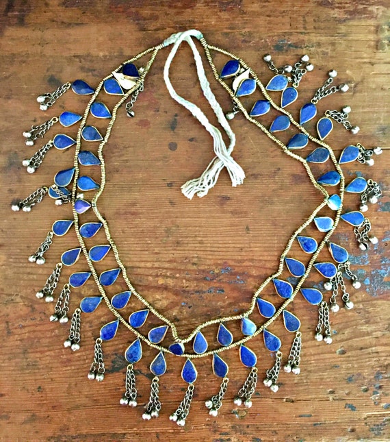 Lapis Lazuli Long Necklace or Belt ~ Vintage Bohem