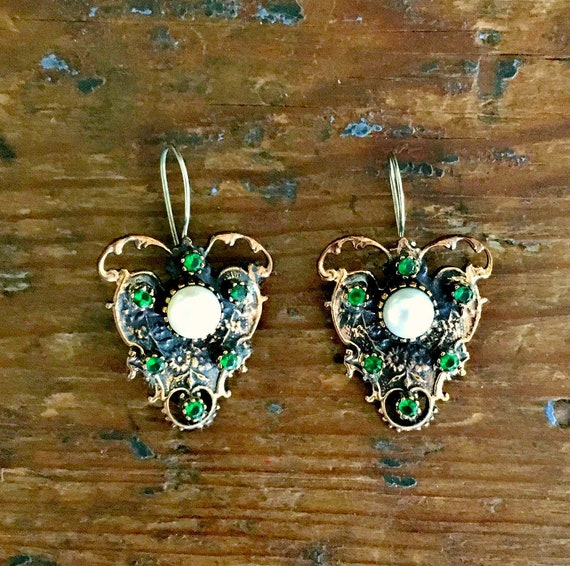 Art Nouveau Butterfly Pearl Earrings ~ Pearl Earri