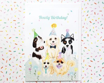 Puppy Birthday Card, Greeting Card for Dog Lovers, Golden Retriever Birthday Card, Corgi Blank Card for Daughter, St Bernard Card for Son