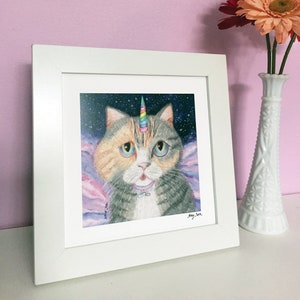 Set van 2 Cat Art Prints, Mix & Match Cat Prints voor Home Decor, Cute Cat Art for Nurseries and Kids Rooms, Orange Cat Art, Unicorn Cat Art Unicorn Cat 8"x8"