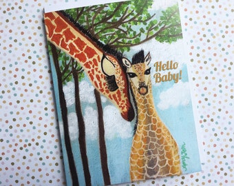 Giraffe Baby Card, New Baby Greeting Card, Blank Card for Giraffe Lovers, Hello Baby Card, Giraffe Congratulations Card for New Parents